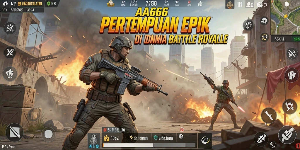 Screenshot gameplay AA666, memperlihatkan aksi menegangkan di arena Battle Royale.