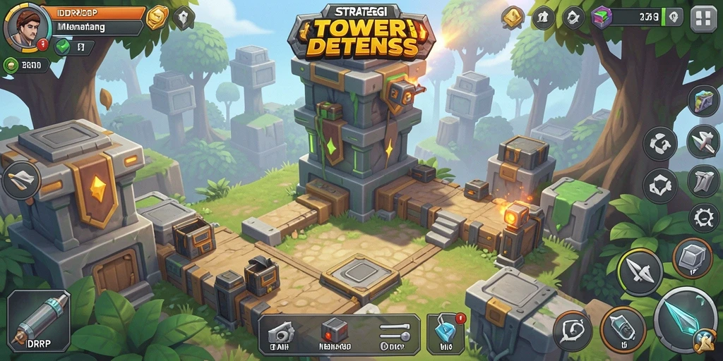 Screenshot gameplay Tower Defense yang penuh aksi di IDRRP.