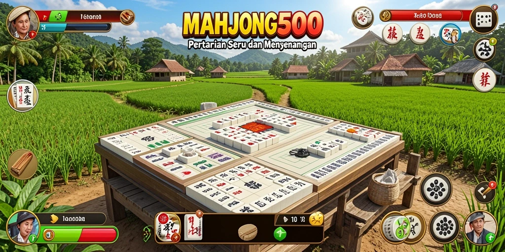 Screenshot utama MAHJONG500 menunjukkan gameplay bertani yang seru.