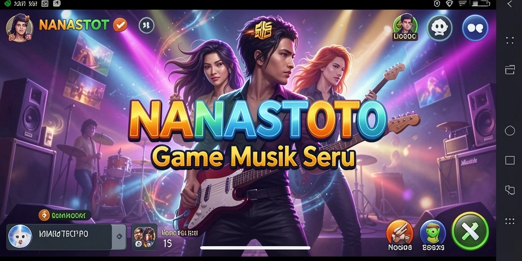 Tampilan gameplay NANASTOTO yang menarik dengan lagu-lagu seru.