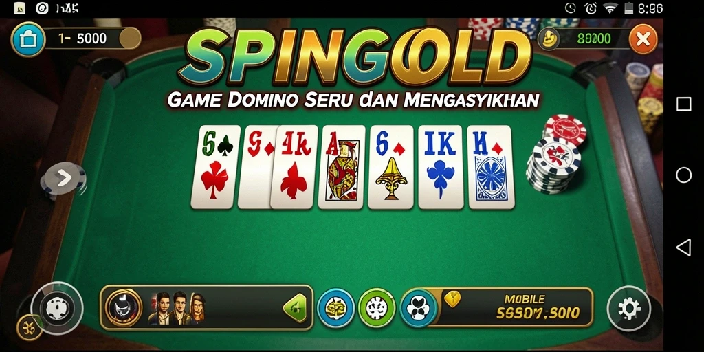 Gameplay SPINGOLD menampilkan keseruan bermain Domino.