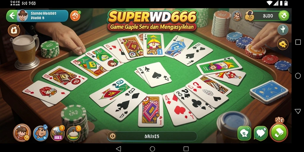 Tampilan gameplay SUPERWD666 yang menarik dan interaktif dalam permainan Gaple.
