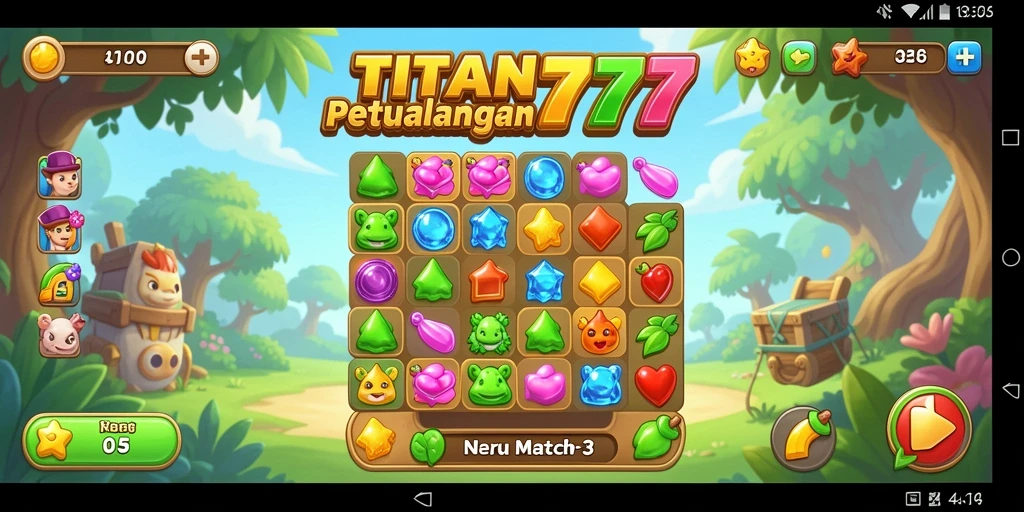 Screenshot gameplay TITAN777 yang menampilkan tantangan seru di level Match-3.